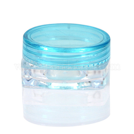 透明なプラスチック製の空のポータブルフェイシャルクリームジャー  小さな化粧品サンプル容器  ねじ蓋付き  正方形  シアン＆クリア  3x1.5cm  容量：3g CON-PW0001-005A-08-1