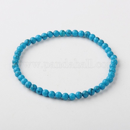 Synthetic Turquoise(Dyed) Stretch Bracelets BJEW-JB01272-01-1