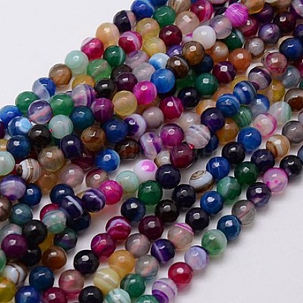 Chapelets de perles en agate à rayures naturelles/agates à bandes G-G581-6mm-17-1
