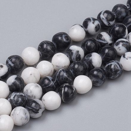 Brins de perles de jaspe zèbre imitation pierres précieuses naturelles G-G829-07-6mm-1