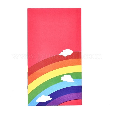 Umweltfreundliche Kraftpapiertüten mit Regenbogenmuster X-AJEW-M207-D01-01-1