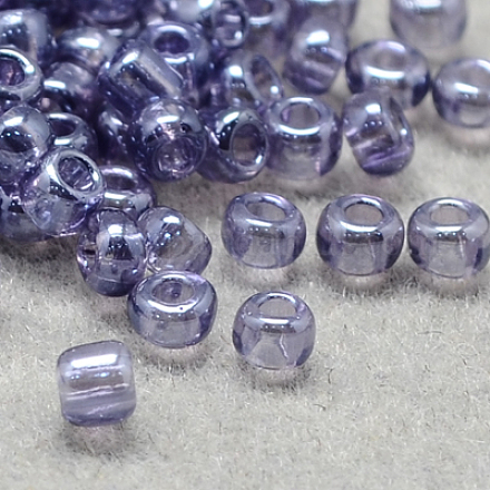 8/0グレードの丸いガラスシードビーズ  透明色は光沢の  ライラック  8/0  3x2mm  穴：1mm  約10000個/ポンド SEED-Q011-3mm-01-1
