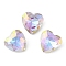 Glass Rhinestone Cabochons, Pointed Back & Back Plated, Faceted, Heart, Vitrail Light, 10x10x5mm
