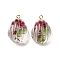 Inner Dried Flower Transparent Resin Pendants, with Brass Finding, Teardrop Charm, Lime Green, 28.5x19.5x12.5mm, Hole: 2mm