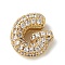 Brass Micro Pave Cubic Zirconia Beads, Letter, Rack Plating, Long-Lasting Plated, Real 18K Gold Plated, Letter G, 10.5x10.5x4.5mm, Hole: 3x2mm