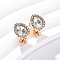 Alloy Silicone Clip-on Earrings, with Glass Rhinestone, Golden, Teardrop, 13.5x9.5x15mm