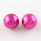 Round ABS Plastic Imitation Pearl Beads, Magenta, 20mm, Hole: 2mm, about 120pcs/500g