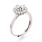 Rhodium Plated 925 Sterling Silver Micro Pave Cubic Zirconia Engagement Solitaire Ring Settings, Adjustable Prong Ring Components, Platinum, Tray: 4mm, US Size 8(18.1mm)
