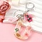 Resin & Acrylic & Faux Suede Tassel Keychain, with Alloy Clasp and Iron Rings, Letter U, 10cm