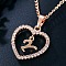 Heart Brass Micro Pave Clear Cubic Zirconia Pendant Necklaces, Rose Gold, Letter Y, 17.72 inch(45cm)