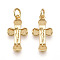 Brass Pendants, Crucifix with Jesus, with Jump Ring, Real 16K Gold Plated, 20x10.5x2.5mm, Hole: 3.5mm