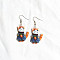 Easter Acrylic Dangle Earrings, Cat Shape, Platinum, Marine Blue, 60x25mm