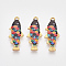 Printed Alloy Pendants, with Enamel, Fish, Light Gold, Colorful, 27.5x11x2.5mm, Hole: 1.4mm