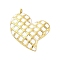 304 Stainless Steel Pendants, with Enamel, Checkerboard Heart Charm, Golden, White, 25x24x4mm, Hole: 2mm