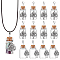 20Pcs Alloy Glass Bottle European Dangle Charms, with Alloy Tree Pendant and Iron Findings, Wooden Bungs, Antique Silver, 48x22mm, Hole: 5mm, Capacity: 10ml(0.34fl. oz)