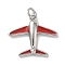 Brass Enamel Pendants, Airplane Charms, Rack Plating, Cadmium Free & Lead Free, Long-Lasting Plated, Platinum, Red, 17.5x20x3.5mm, Hole: 3.5mm