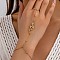 Simple Style 304 Stainless Steel Rhinestone Link Ring Bracelets, Snake, Golden, 6-1/4 inch(16cm)