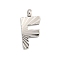 304 Stainless Steel Charms, Handmade Engrave Figure, Full Polished, Stainless Steel Color, Letter F, 14x7x2mm, Hole: 1.8mm