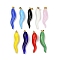 Handmade Lampwork with Brass Pendants, Horn of Plenty Charms, Mixed Color, 35~40x9.5~13.5x8.5mm, Hole: 4.5x3mm