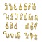 26Pcs Brass Micro Pave Cubic Zirconia Charms, Letter A~Z, with Jump Ring, Real 18K Gold Plated, 13x4.5~8.5x2mm, Hole: 3mm