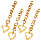 304 Stainless Steel Chain Extender, Cable Chain, with Pendants, Heart, Golden, 66.5mm