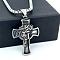 Ancient Greek Stainless Steel Jesus Cross Pendant Necklaces for Men, Stainless Steel Color