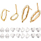 BENECREAT 12Pcs 2 Style Oval Hoop Earrings, 18K Gold Plated Ear Stud Components with Hole for Jewelry Making, 0.5mm Hole