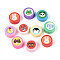 Printed Handmade Polymer Clay Beads, Flat Round with Animals, Colorful, 9~10x4~5mm, Hole: 1.8~2mm