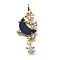 Brass Micro Pave Cubic Zirconia Pendants, Moon with Star, with Resin, Cadmium Free & Lead Free, Rack Plating, Long-Lasting Plated, Real 18K Gold Plated, 35x14x4mm, Hole: 2x2.8mm