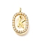 Brass Micro Pave Cubic Zirconia Pendants, Real 18K Gold Plated, Oval with Letter Charms, Letter K, 18.5x11x3.5mm, Hole: 2x1.5mm