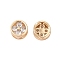 Brass Pave Clear Glass Multi-Strand Links, Flat Round with Flower, Golden, 9x6mm, Hole: 5x2mm