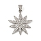 Brass Micro Pave Cubic Zirconia Pendants, Flower, Long-Lasting Plated, Cadmium Free & Lead Free, Rack Plating, Platinum, 31.5x28.5x2.5mm, Hole: 4.5mm