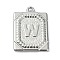 Anti-Tarnish 304 Stainless Steel Pendants, Rectangle with Letter Charm, Letter W, 24.5x18x3mm, Hole: 1.8mm
