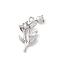 Brass Pave Clear Cubic Zirconia Pendants, Flower, Platinum, 18.5x11.5x3.5mm, Hole: 1.4mm