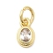 Brass Cubic Zirconia Charms, Oval Charms, Cadmium Free & Lead Free, Real 18K Gold Plated, Long-Lasting Plated, Clear, 8x5x2mm, Hole: 3mm
