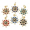 Brass Micro Pave Cubic Zirconia Pendants, Anchor & Helm, with Enamel, Rack Plating, Real 18K Gold Plated, Long-Lasting Plated, with Jump Ring, Cadmium Free & Lead Free, with Jump Ring, Mixed Color, 18x15.5x2.5mm, Hole: 3mm