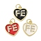 Brass Micro Pave Cubic Zirconia Pendants, Heart with Word FE, with Enamel, Rack Plating, Lead Free & Cadmium Free, Long-Lasting Plated, with Jump Ring, Real 18K Gold Plated, Mixed Color, 16.5x15x2.5mm, Hole: 3.5mm
