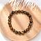 Natural Tiger Eye Beaded Stretch Bracelets, 52mm