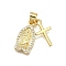 Rack Plating Brass Micro Pave Cubic Zirconia Pendants, Cross with Virgin Mary, Lead Free & Cadmium Free, Long-Lasting Plated, Real 18K Gold Plated, 16.5x8.5x1.5mm, Hole: 3.5x4.5mm