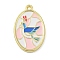 Alloy Pendants, with Enamel, Oval, Golden, Pigeon, 28x17x2mm, Hole: 2mm