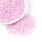Frosted Glass Seed Beads, Round Hole, Bicone, with Gold Powder, Pearl Pink, 4.5x3.5~4mm, Hole: 1.1mm, about 6428pcs/pound