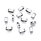 Electroplate Glass Seed Beads, 2-Hole, Rectangle, Platinum Plated, 4.5~5.5x2x2~2.5mm, Hole: 0.5~0.8mm