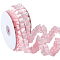Pleated Solid Color Double-Sided Polyester Lace Trim, Vintage Ruffle Edging Fabric, for Curtain Sewing Craft Wedding Dress Applique, Pink, 1 inch(25mm), about 5.00 Yards(4.57m)/Roll