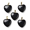 Natural Obsidian Pendants, with Brass Findings, Heart, 22~23x20x5mm, Hole: 6.5x3.5mm