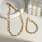 Stainless Steel Teardrop Link Chain Bracelets & Necklaces Sets for Unisex, Golden & Stainless Steel Color