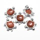 Tortoise Platinum Plated Brass Synthetic Goldstone Pendants G-F228-19H-RS-1