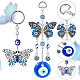 GORGECRAFT 2Styles 2PCS Evil Eye Car Hanging Ornament Butterfly Pendant Hanging Blue Evil Eye Charm Car Rear View Mirror Hanging Accessories for Car Interior Decoration Home Window Office Garden HJEW-GF0001-28-4
