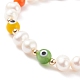 Armband aus Naturperlen und Bunte Malerei-Evil-Eye-Perlen für Frauen BJEW-JB08461-02-4