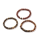 3 pièces 3 styles de jaspe rouge naturel & oeil de tigre & ensembles de bracelets extensibles en bois BJEW-JB08357-4
