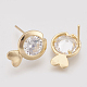 Brass Cubic Zirconia Stud Earrings X-KK-T029-114G-2